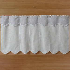Tenda di Larghezza 112cm bianco naturale con mantovana grigia (7 moduli)