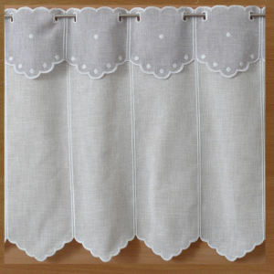 Tenda di Larghezza 64cm bianco naturale con mantovana grigia (4 moduli)