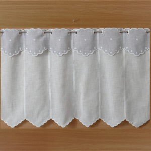 Tenda di Larghezza 96cm bianco naturale con mantovana grigia (6 moduli)